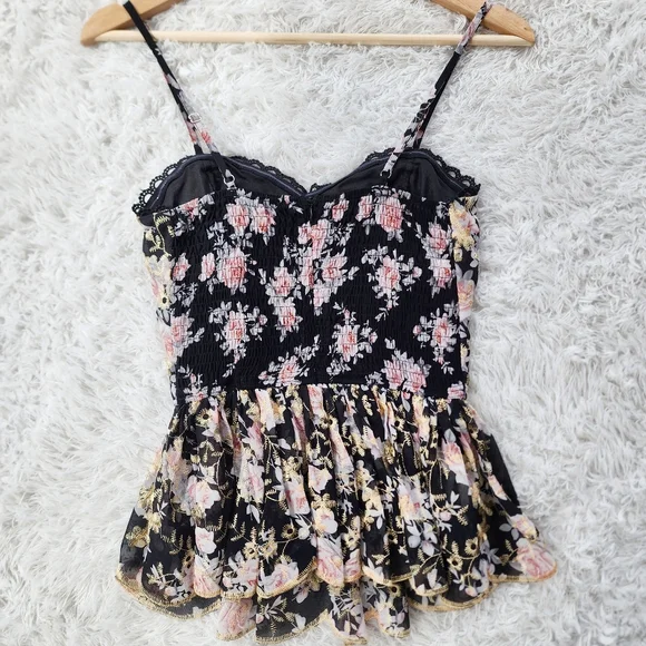Vici Black Floral Embroidered Peplum Tank - Picture 8 of 8